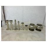 8 Mercury Glass Candle Holders and Vases