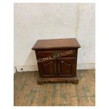 Wooden Nightstand with Drawer and Double Doors