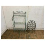 Metal Wine Rack and Green Metal Shelf Unit