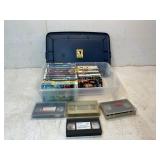 VHS Tapes in Plastic Bin