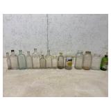 14 Vintage Glass Bottles and Jars