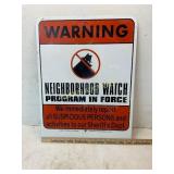 Metal Neighborhood Watch Warning Sign