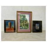 Three Framed Artwork and Photographs
