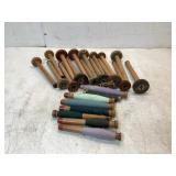 24 Wooden Textile Spools and Bobbins