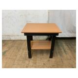 Wood and Metal Slatted Side Table