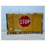 Vintage Metal Stop Sign for Pedestrian Crossings