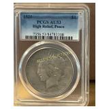 1921 Silver Peace Dollar, PCGS AU53