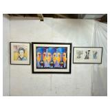Three Framed Mixed Media Artworks by Lindsay