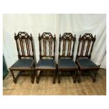 Four Carved Wood Dining Chairs