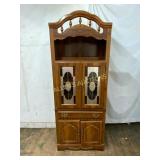 Wooden Cabinet With Stained Glass Accents
