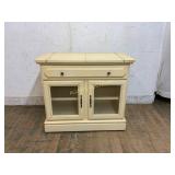 Cream-Finish Cabinet with Drop-Leaf Top