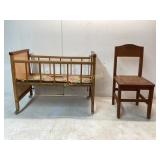 Wooden Baby Crib and Chair Set