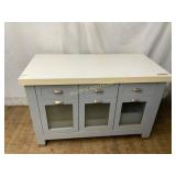 Gray Wooden Sideboard with Glass Panels