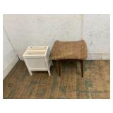 Wood Stool and Painted Wood Planter