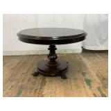 Round Mahogany Pedestal Table with Claw Feet