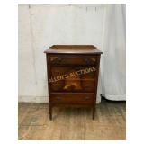 Wooden Three-Drawer Chest With Inlay Details