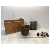Wooden Box, Traps, Can, Handles
