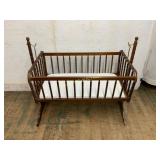 Wooden Rocking Baby Cradle with Spindle Design