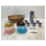 Glassware Set with Basket and Shaker