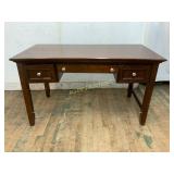 Wood Desk with Three Drawers and Metal Knobs