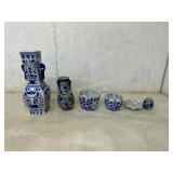 6 Blue and White Ceramic Items