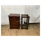 Wooden Three-Drawer Chest and Stand