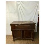 Dark Wood Sideboard With Drop-Front Desk