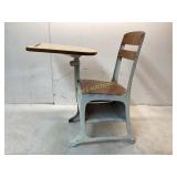 Mid-20th Century Metal and Wood School Desk