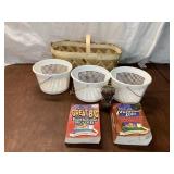 Household Items Including Books and Basket