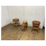 Woven Rattan Stools and Elephant Stool