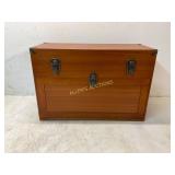 Wooden Tool Chest With Green Felt Interior