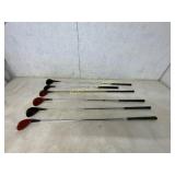 Six Vintage Wooden Golf Clubs