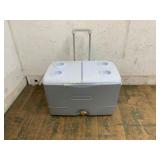 Rubbermaid Rolling Cooler with Lid Cup Holders