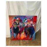 Colorful Equestrian Racing Scene Painting