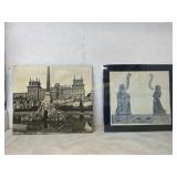 Two Framed Prints: Architecture and Illustration