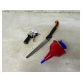 Tool Set with Saw, Funnel, and Spray Nozzle
