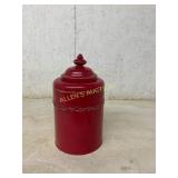 Red Metal Storage Canister with Lid