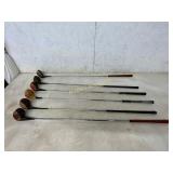 Six Vintage Wooden Golf Clubs