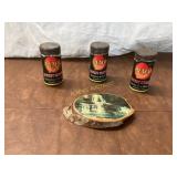 4 Items: Peach Sweet Snuff Tins and Wooden Souveni