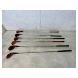Six Vintage Wood Golf Clubs