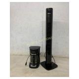Holmes Tower Fan and Black+Decker Coffee Maker