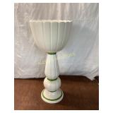 Tall Ceramic Pedestal Planter with Scalloped Bowl
