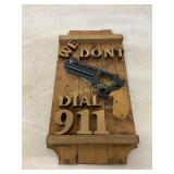 Wooden Plaque With Revolver Decoration