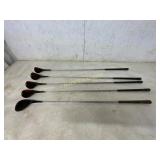 5 Vintage Wooden Golf Clubs