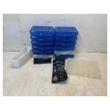 Storage Containers, Mask, and Sunglasses