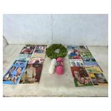 Knitting Books, Yarn, and Decorative Wreath Bundle