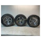 3 Car Tires with Chrome Wheels