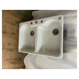 Cast Iron Double-Basin Sink with Drainage Holes