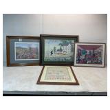 Four Framed Artworks, Various Styles