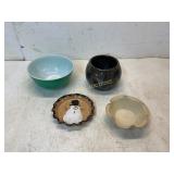 Four Ceramic Bowls Including Pyrex and Signed Piec